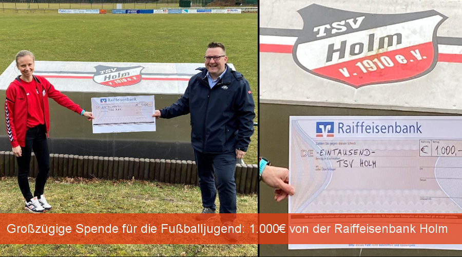 Übergabe des Spendenchecks an die Jugendleitung der Jugendfussballabteilung